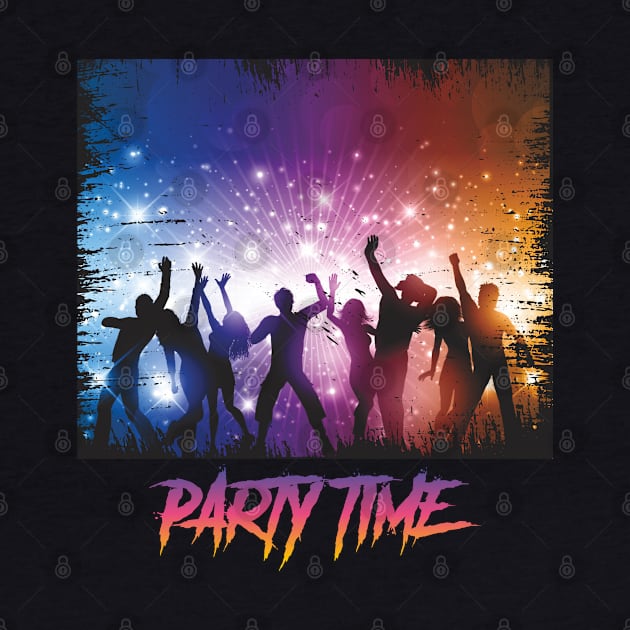 party time tshirt template dynamic silhouette design excited people fireworks sketch by erika design